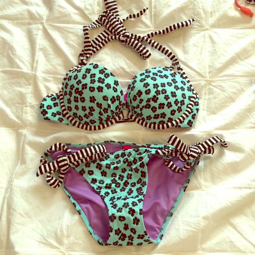 Blue and black floral Victoria’s Secret bikini